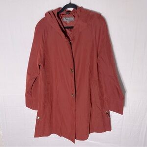 Vintage Apropos Red Orange Oversized Lightweight Jacket With Hood M